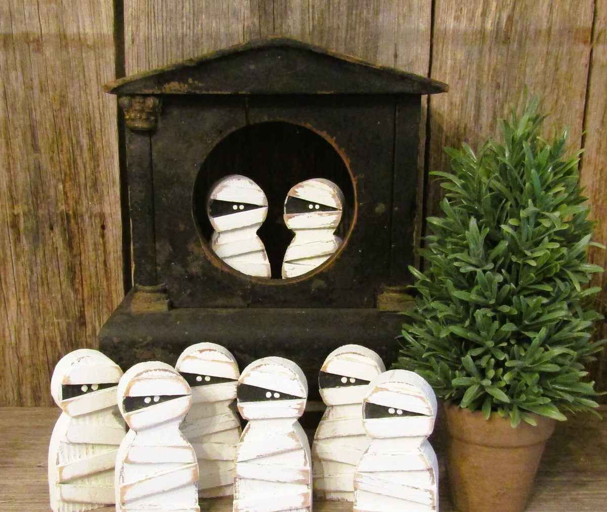 Small Handmade Wood Mummy