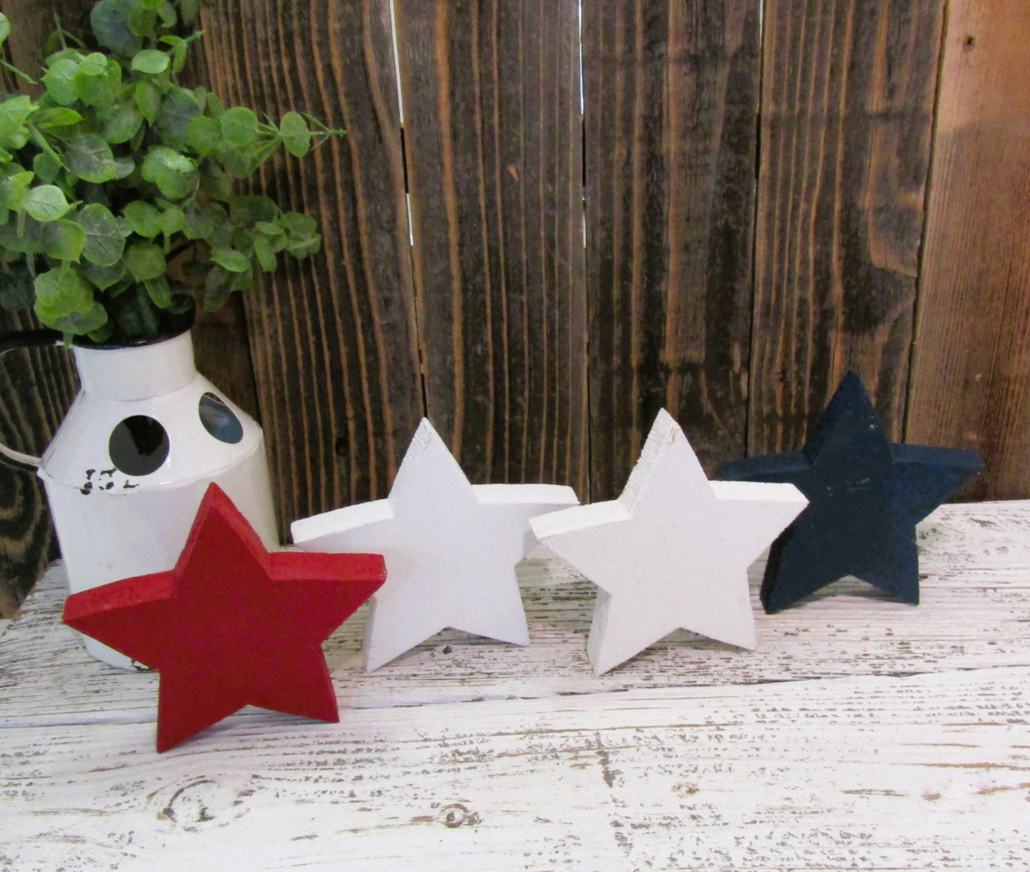 Rustic Wood Star, Patriotic Decor: White