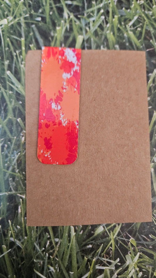 Red and orange paint splatter magnetic bookmark