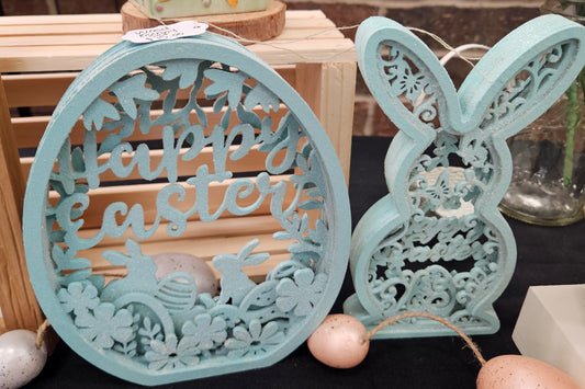 Blue wood Easter set
