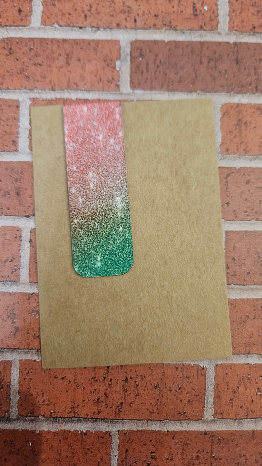Pink and green glitter magnetic bookmark