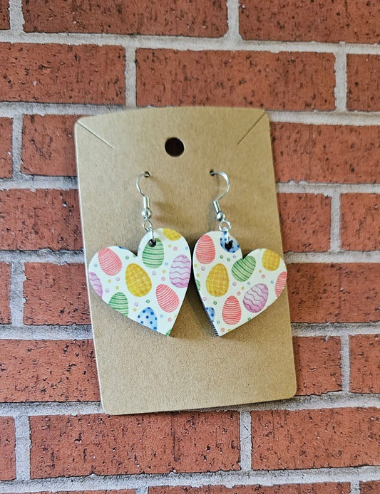Double-Sided Easter Egg Heart Earrings