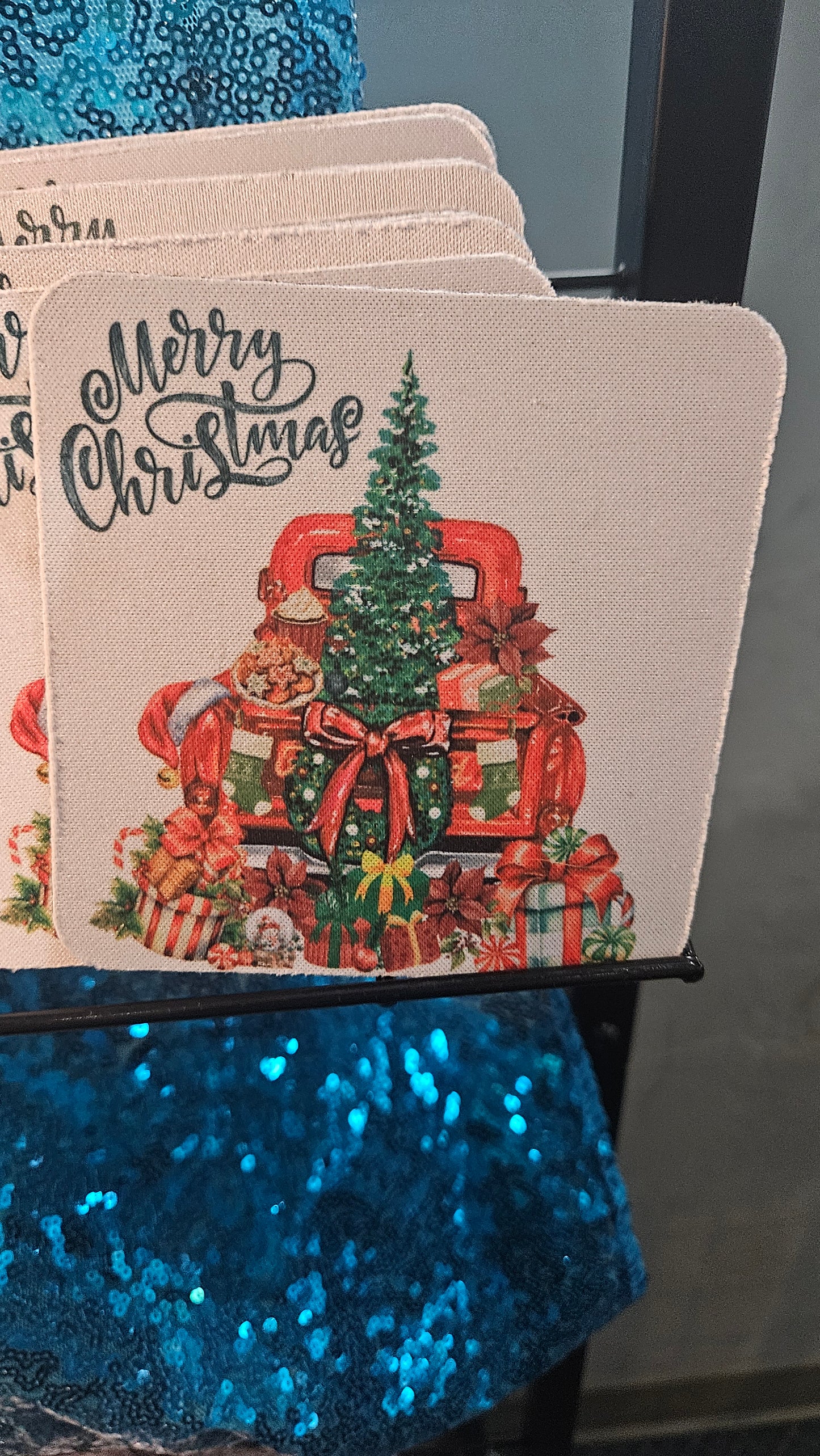 Merry Christmas truck coaster