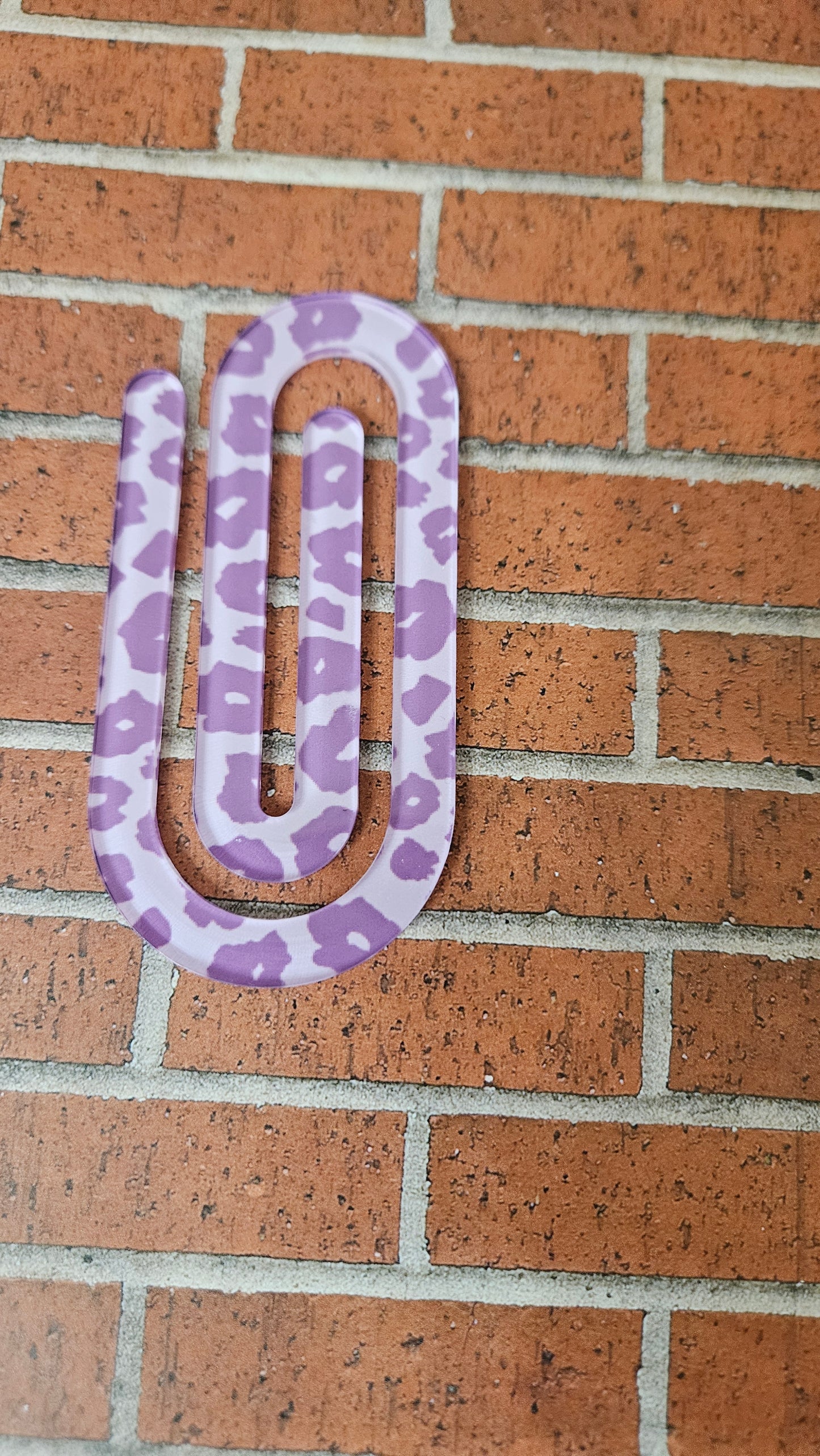 Purple leopard acrylic paperclip