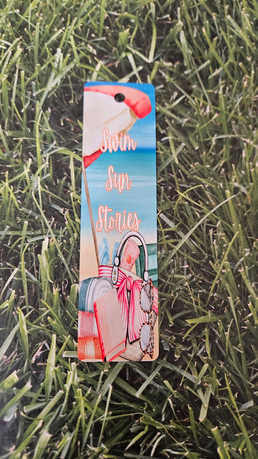 Swim, sun,and stories bookmark