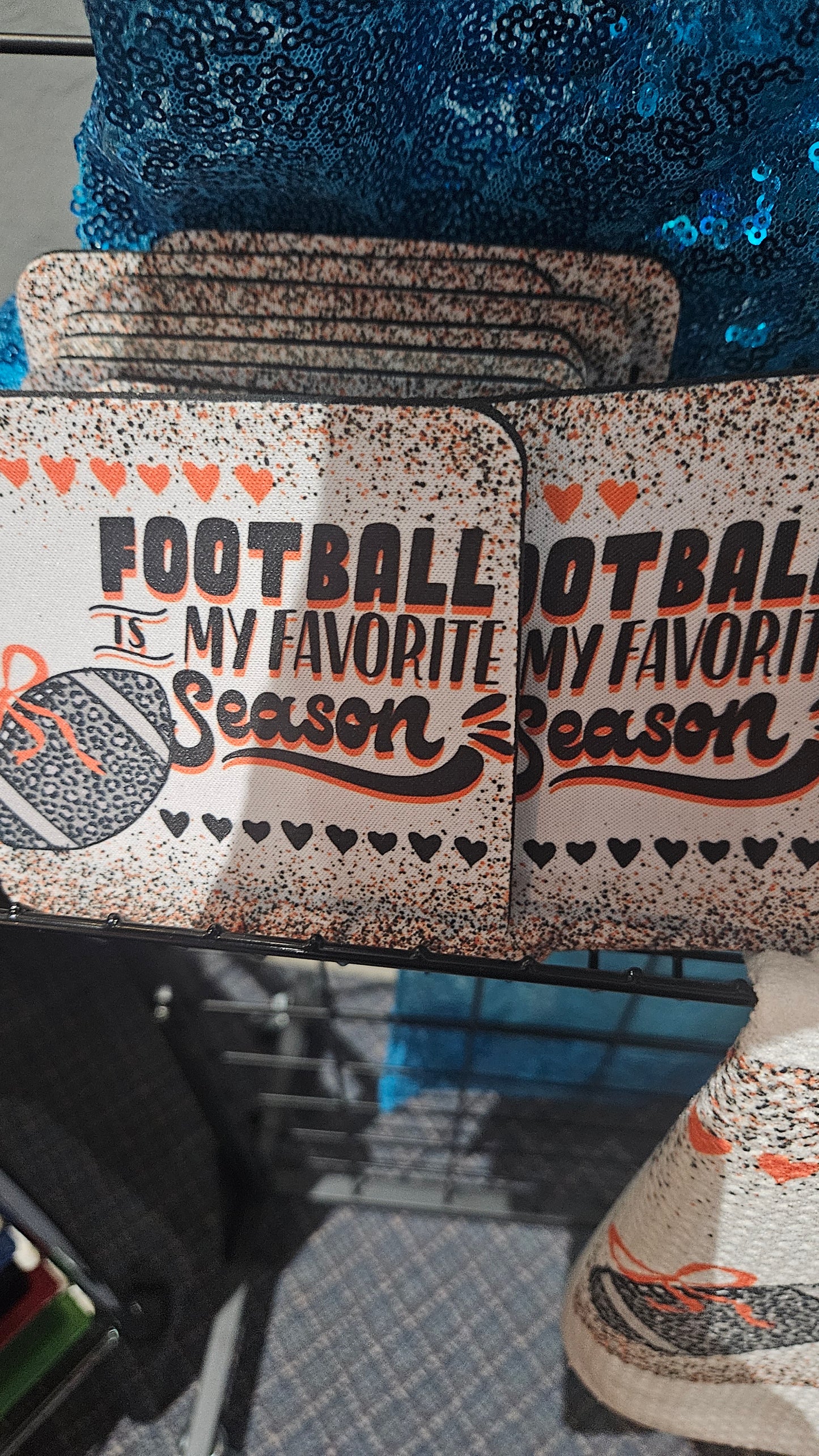 Orange and black coasters