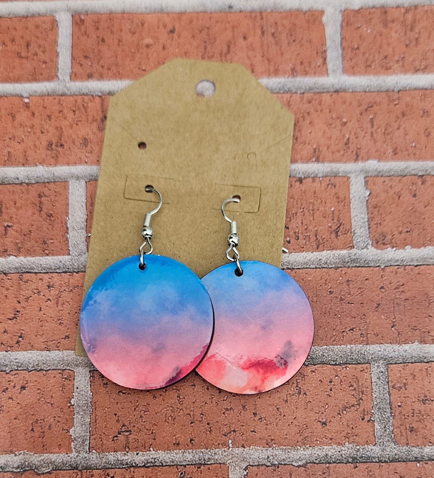 Blue and pink smoke earrings