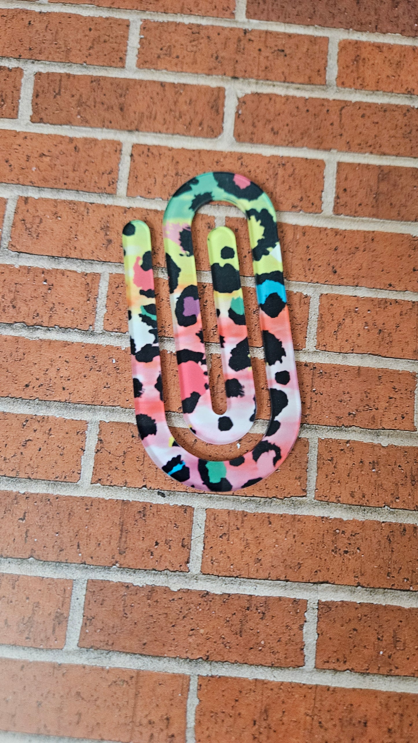 Bright leopard acrylic paperclip